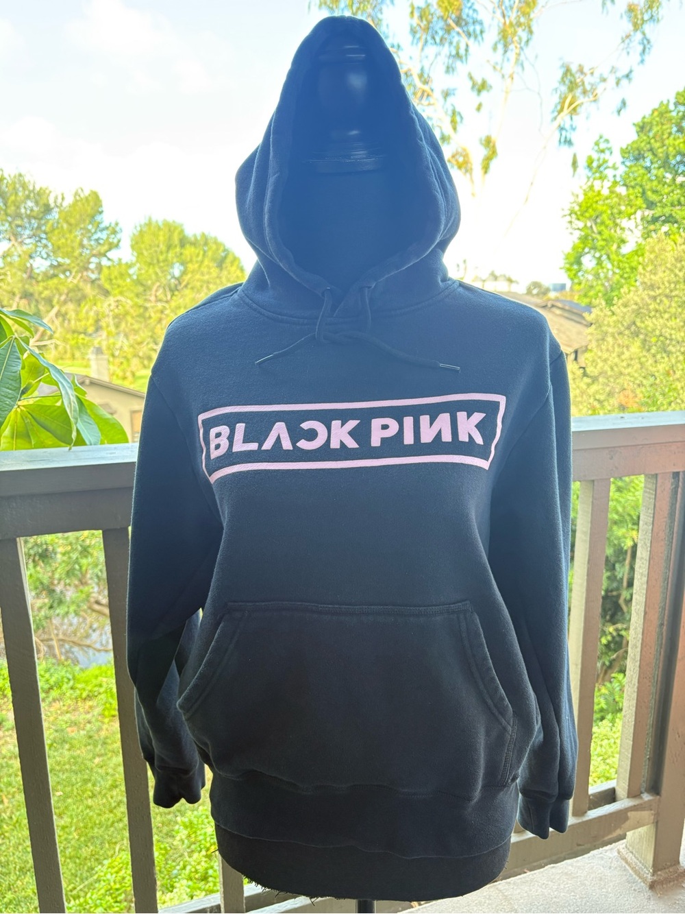 BLACKPINK Logo Black Hoodie with Pink Print size Small K-pop